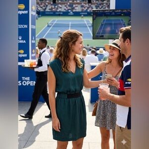 RACHEL ROY Loden Green V Neck Sleeveless Elastic Belt Shift Dress Sz-2 ) NWT $89